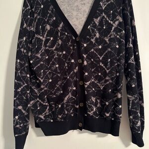 Thakoon Black and Cream Geometric Cardigan